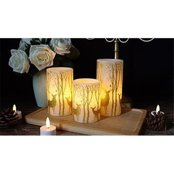 Flickering Flameless Candles Battery Operated with 6 Hours Timer, Real Wax LED - Picture 2 of 7